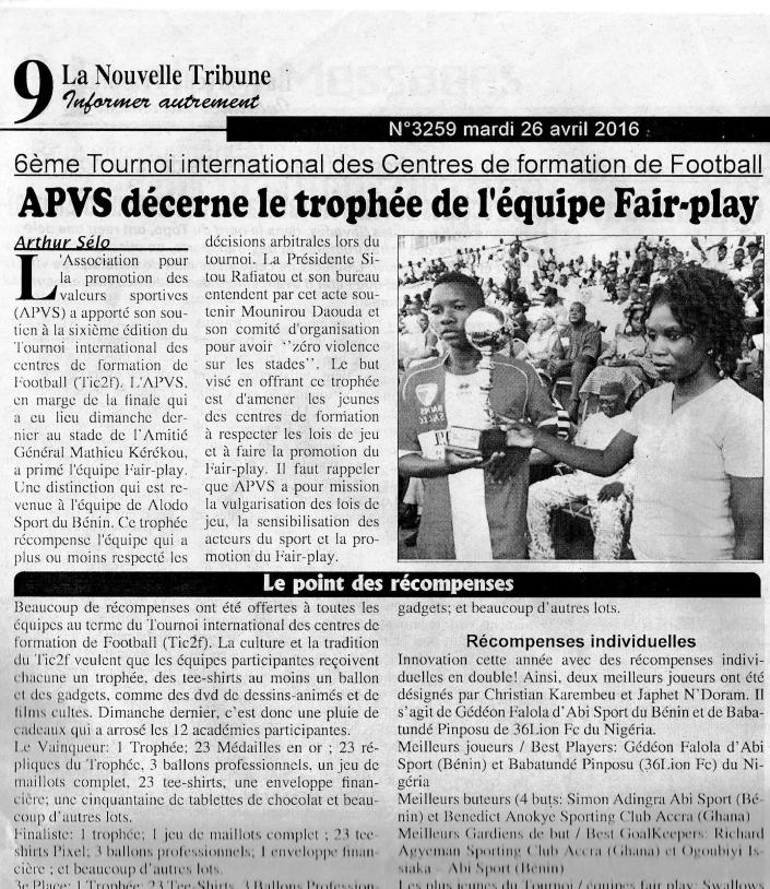 Alodo Sports récompensé par APVS